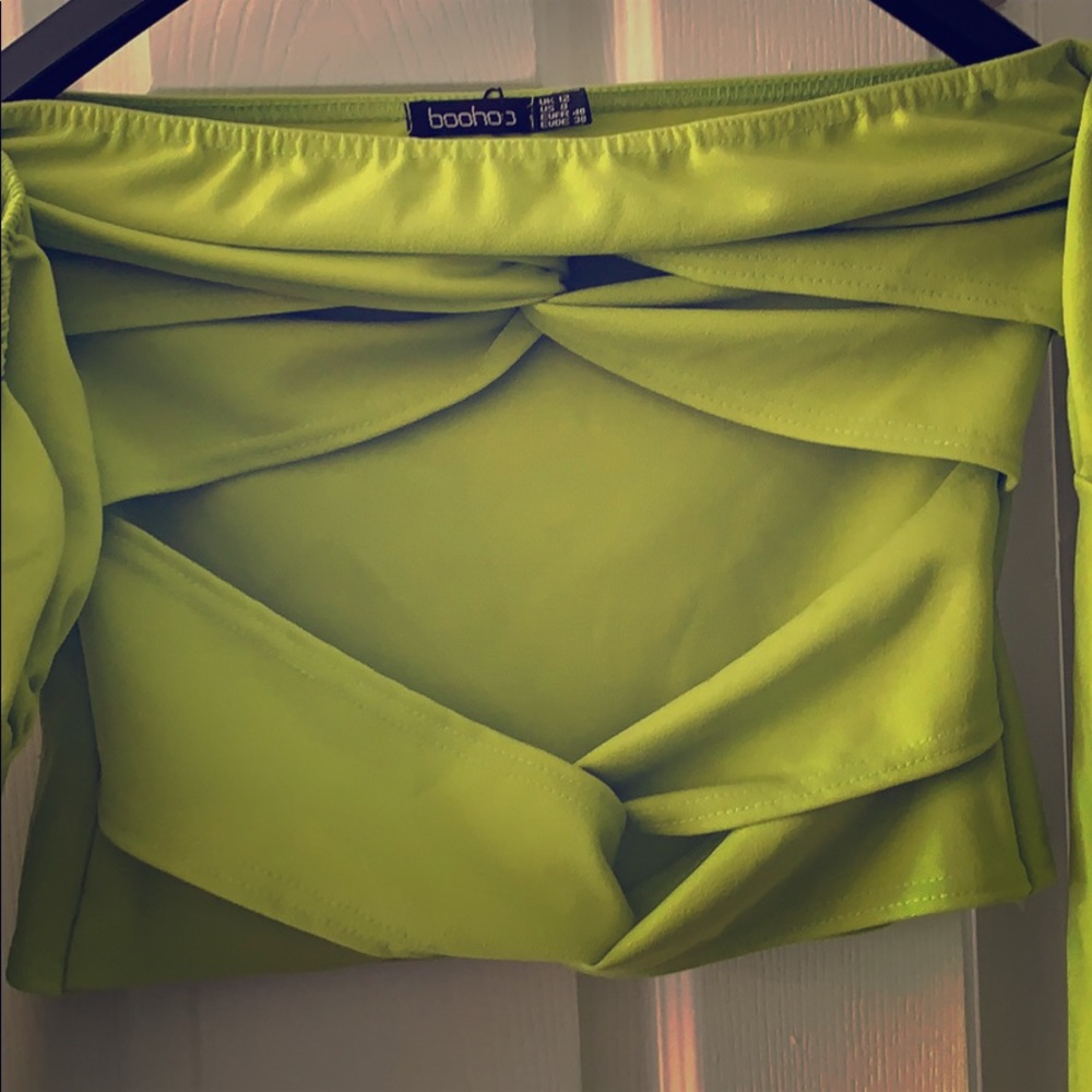 Lime green boohoo crop top
